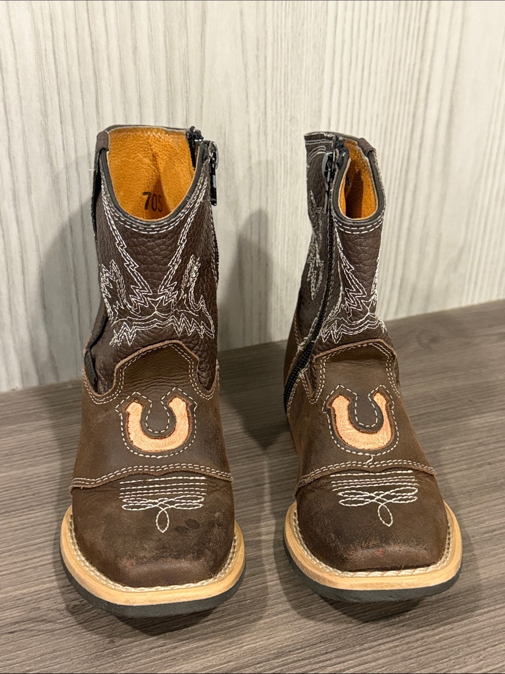 Solis Calzado Kids Brown Western Zip-On Boots